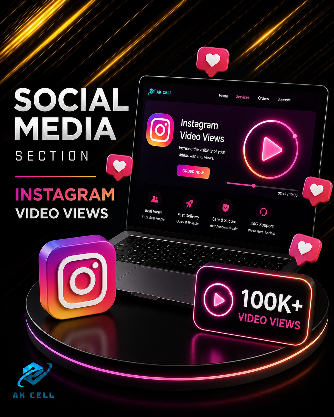 Instagram - video views [MEDUIM+HIGH QUALITY]